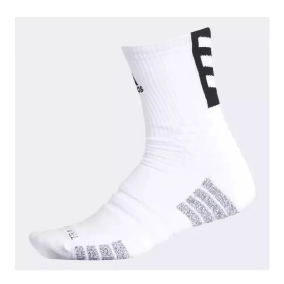 Adidas Creator 365 Basketball Crew Socks 1 Pair Men 12-16 White w Black Logo NEW - Picture 2 of 11
